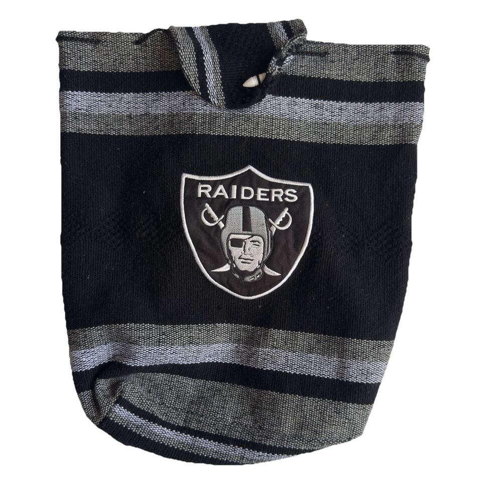 EUC Las Vegas Raiders NFL Cinch‎ Bah Backpack Woven Style Black White Striped